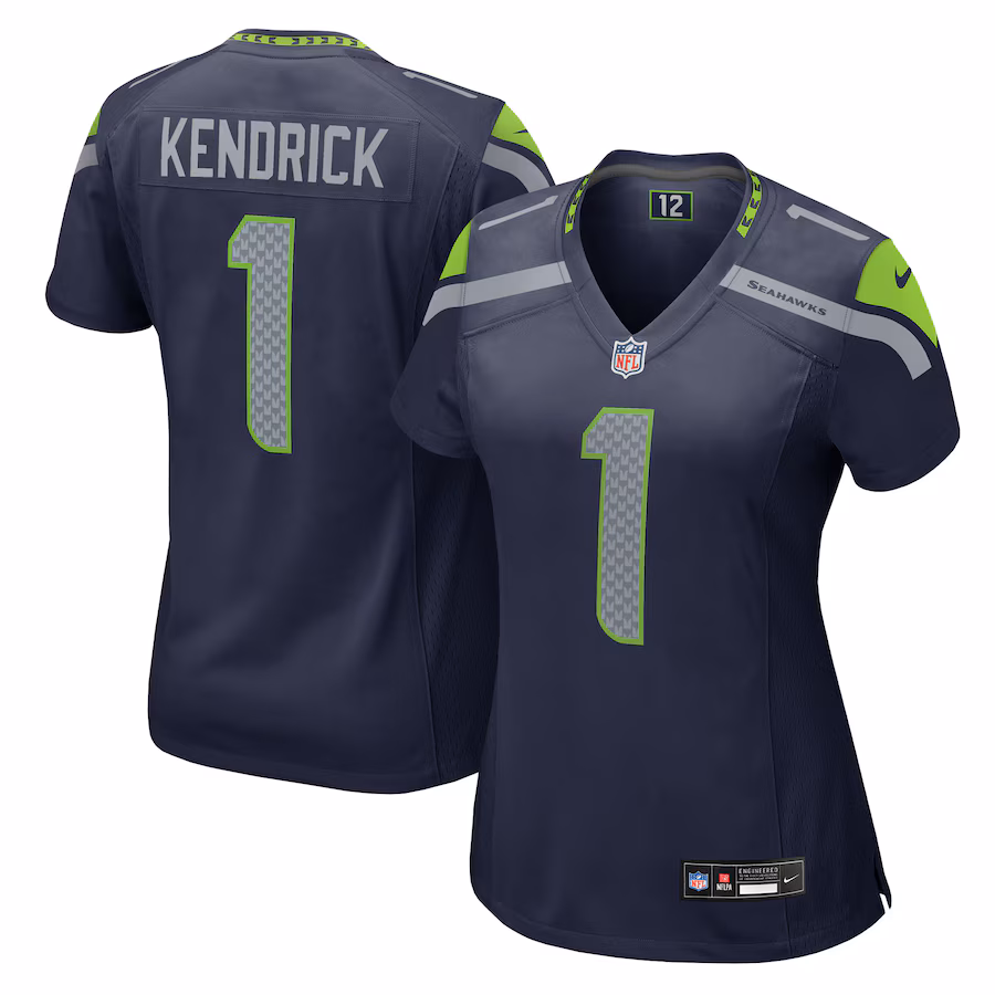 Women's Seattle Seahawks Derion Kendrick Nike College Navy Team Game Jersey - Jersey