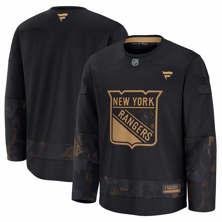 Men's New York Rangers Fanatics Black 2024 Military Appreciation Practice Jersey - Jersey