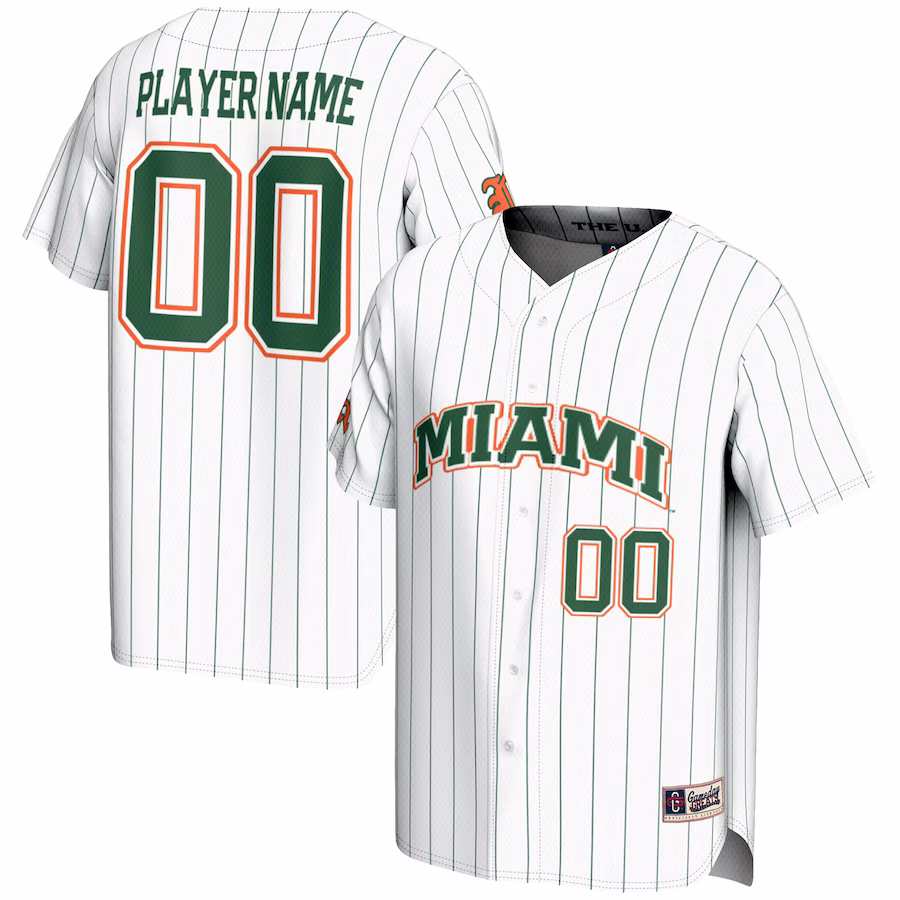 Miami Hurricanes GameDay Greats NIL Pick-A-Player Lightweight Baseball Jersey - White - Jersey