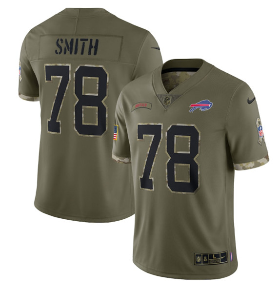 Men's Buffalo Bills #78 Bruce Smith 2022 Olive Salute To Service Limited Stitched Jersey - Jersey