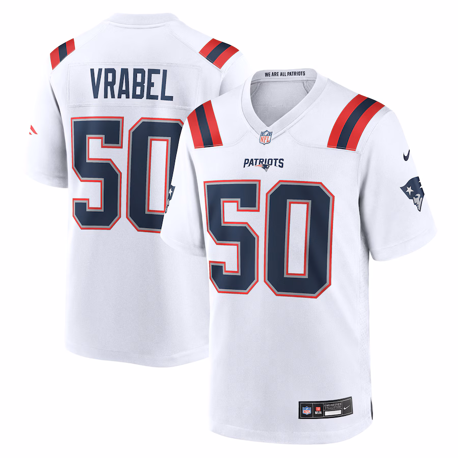 Men's New England Patriots Mike Vrabel Nike White Retired Player Game Jersey - Jersey