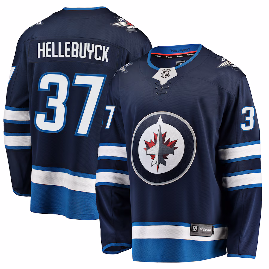 Men's Winnipeg Jets Connor Hellebuyck Fanatics Navy Breakaway Replica Jersey - Jersey