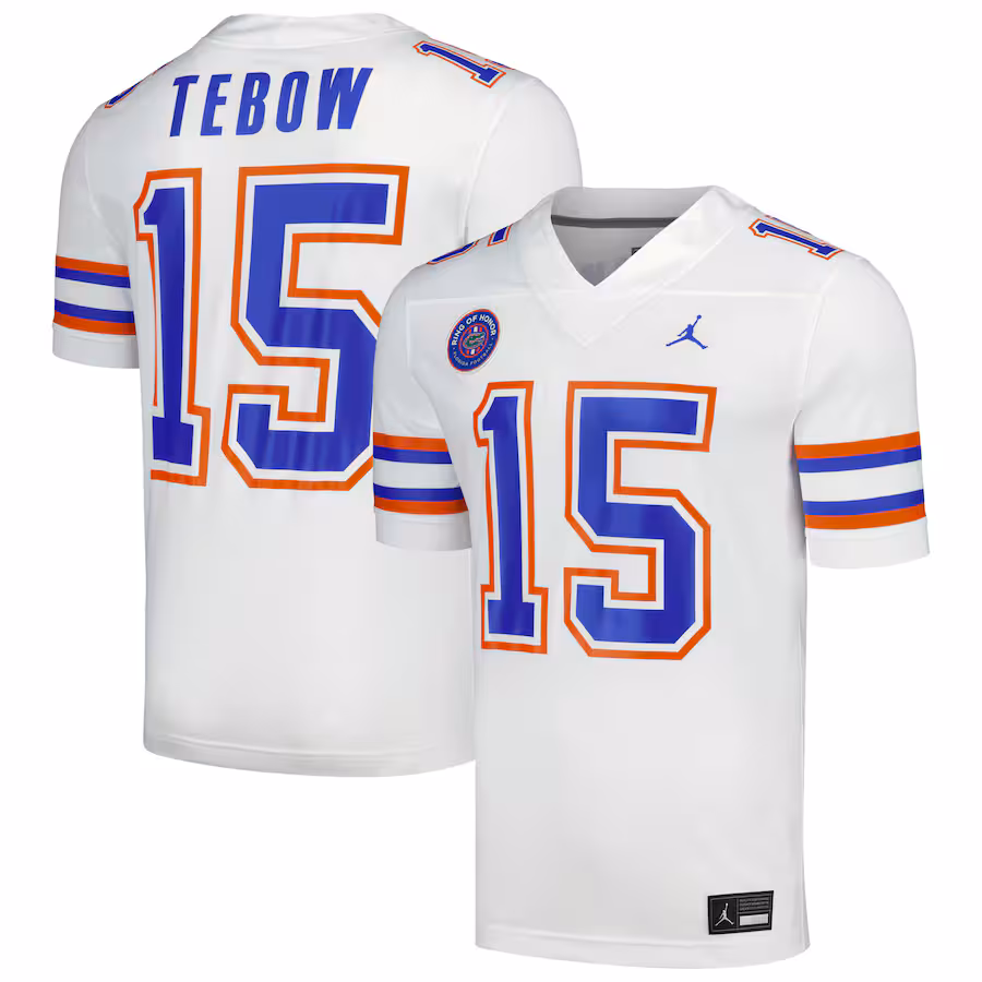Men's Jordan Brand Tim Tebow White Florida Gators Ring of Honor Untouchable Replica Jersey - Jersey