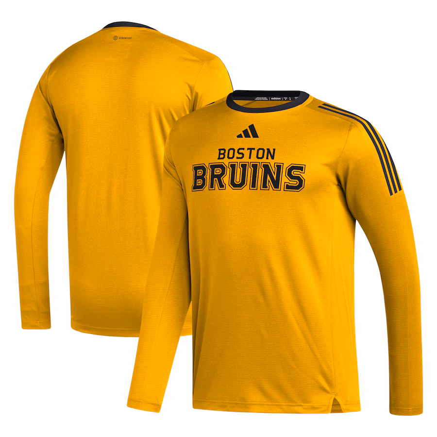 Men's Boston Bruins adidas Gold AEROREADY® Long Sleeve T-Shirt - Jersey
