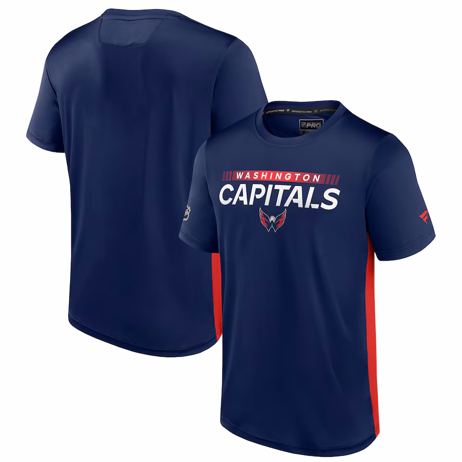 Men's Washington Capitals Fanatics Navy/Red Authentic Pro Rink Tech T-Shirt - Jersey