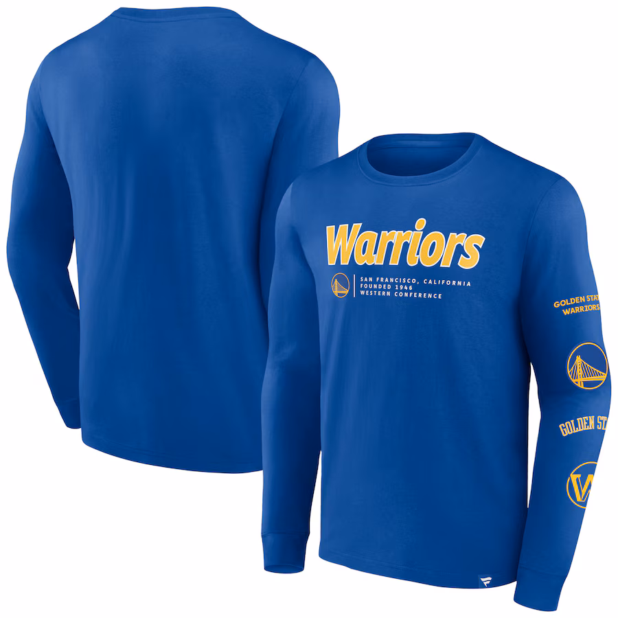 Men's Golden State Warriors Fanatics Royal Baseline Long Sleeve T-Shirt - Jersey