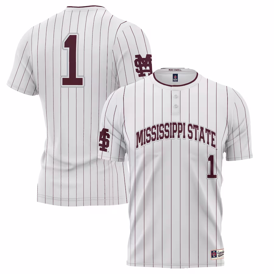 #1 Mississippi State Bulldogs GameDay Greats Youth Lightweight Softball Jersey - White - Jersey