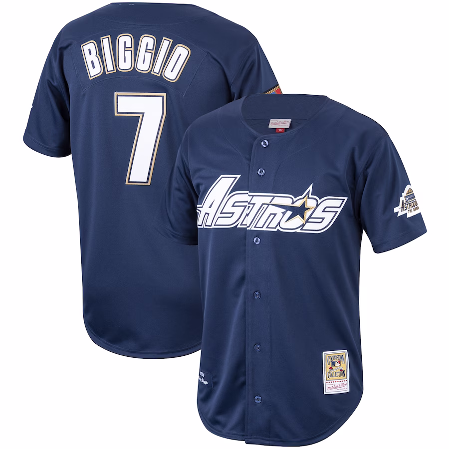 Men's Houston Astros Craig Biggio Mitchell & Ness Navy Cooperstown Collection 1994 Authentic Jersey - Jersey