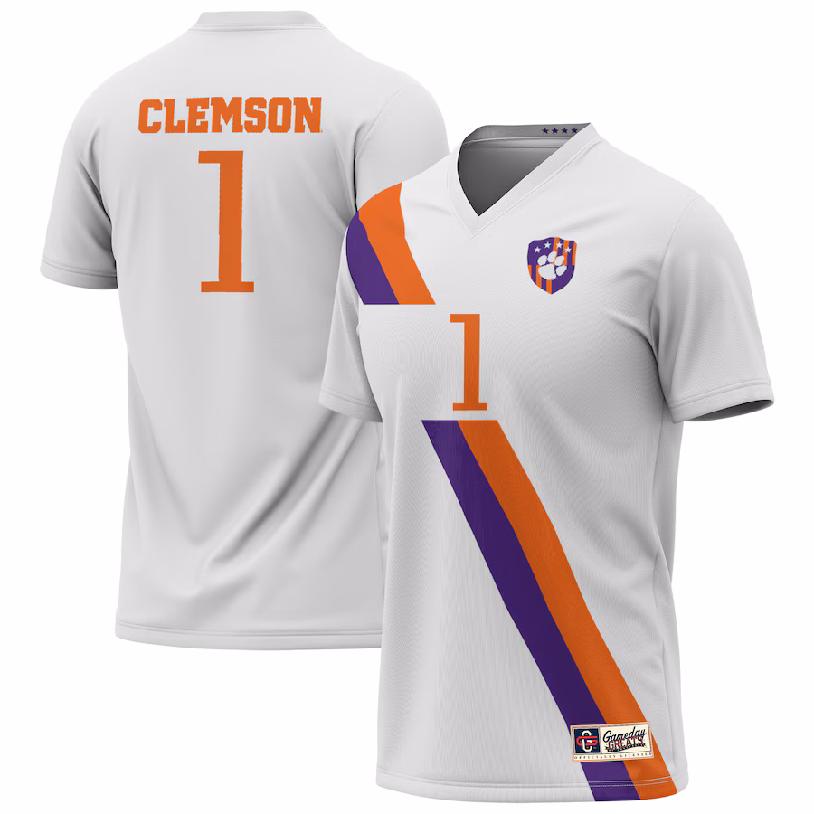 Unisex GameDay Greats #1 White Clemson Tigers Lightweight Collegiate Soccer Fashion Jersey - Jersey