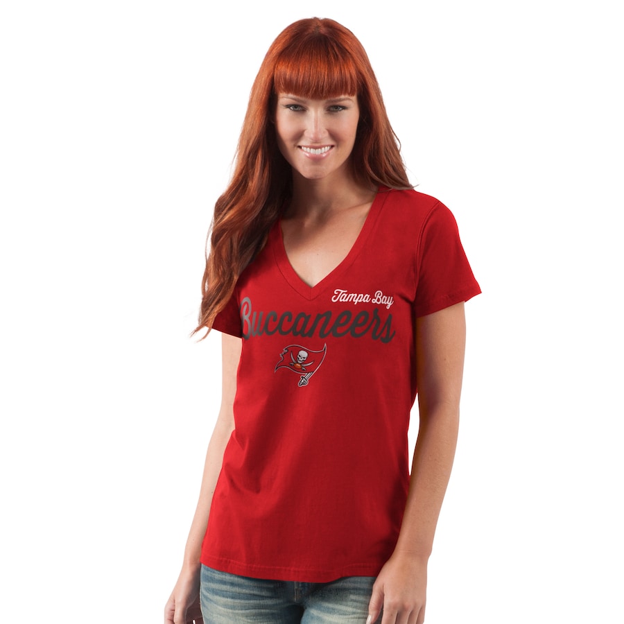 Women's Tampa Bay Buccaneers G-III 4Her by Carl Banks Red Post Season V-Neck T-Shirt - Jersey