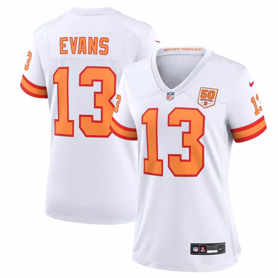 Women's '76 Tampa Bay Buccaneers Mike Evans Nike White 50th Season Game Jersey - Jersey