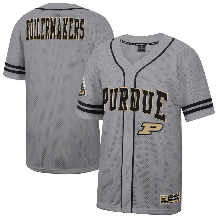 Men's Colosseum Gray Purdue Boilermakers Free Spirited Baseball Jersey - Jersey