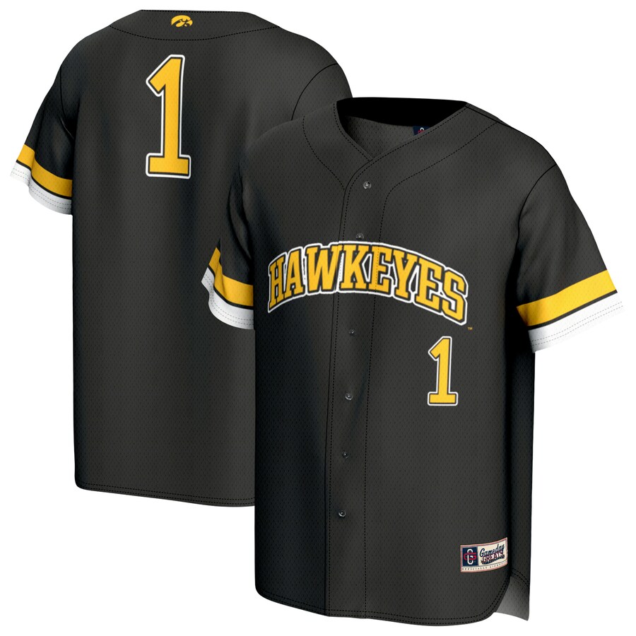 Adult GameDay Greats #1 Black Iowa Hawkeyes Lightweight Collegiate Baseball Fashion Jersey - Jersey