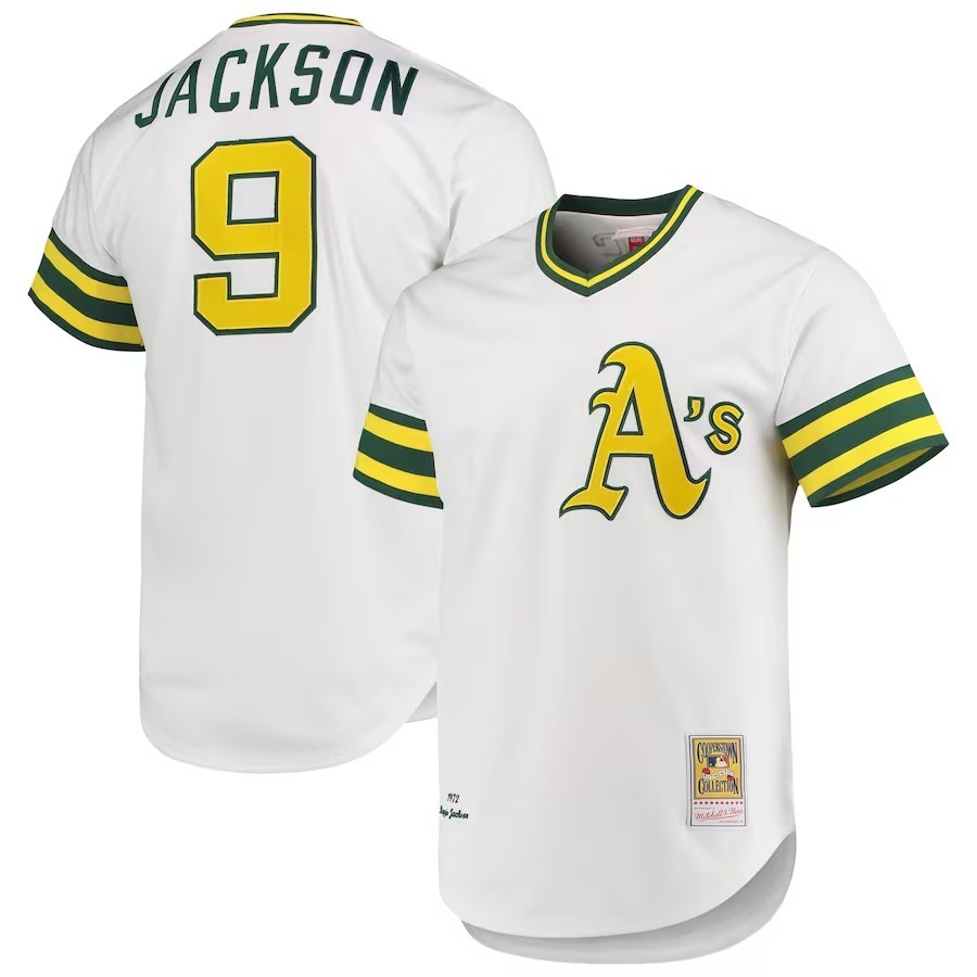 Men's Athletics Reggie Jackson Mitchell & Ness White 1972 Cooperstown Collection Authentic Jersey - Jersey