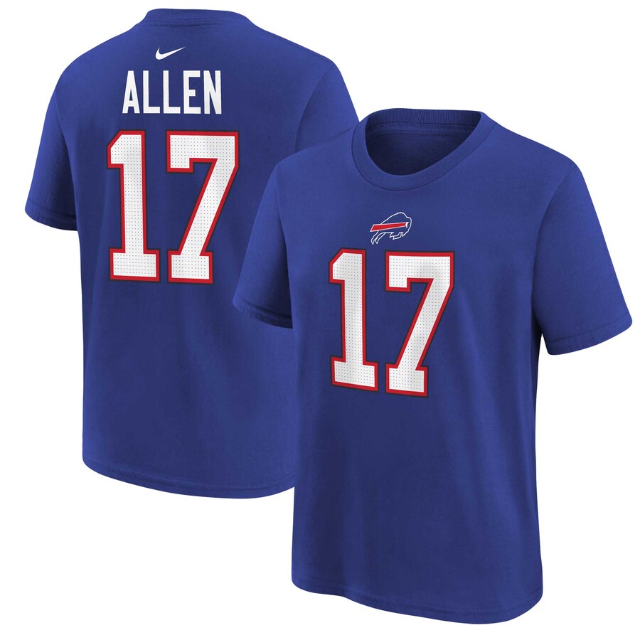 Youth Buffalo Bills Josh Allen Royal Nike Player Name & Number T-Shirt - Jersey
