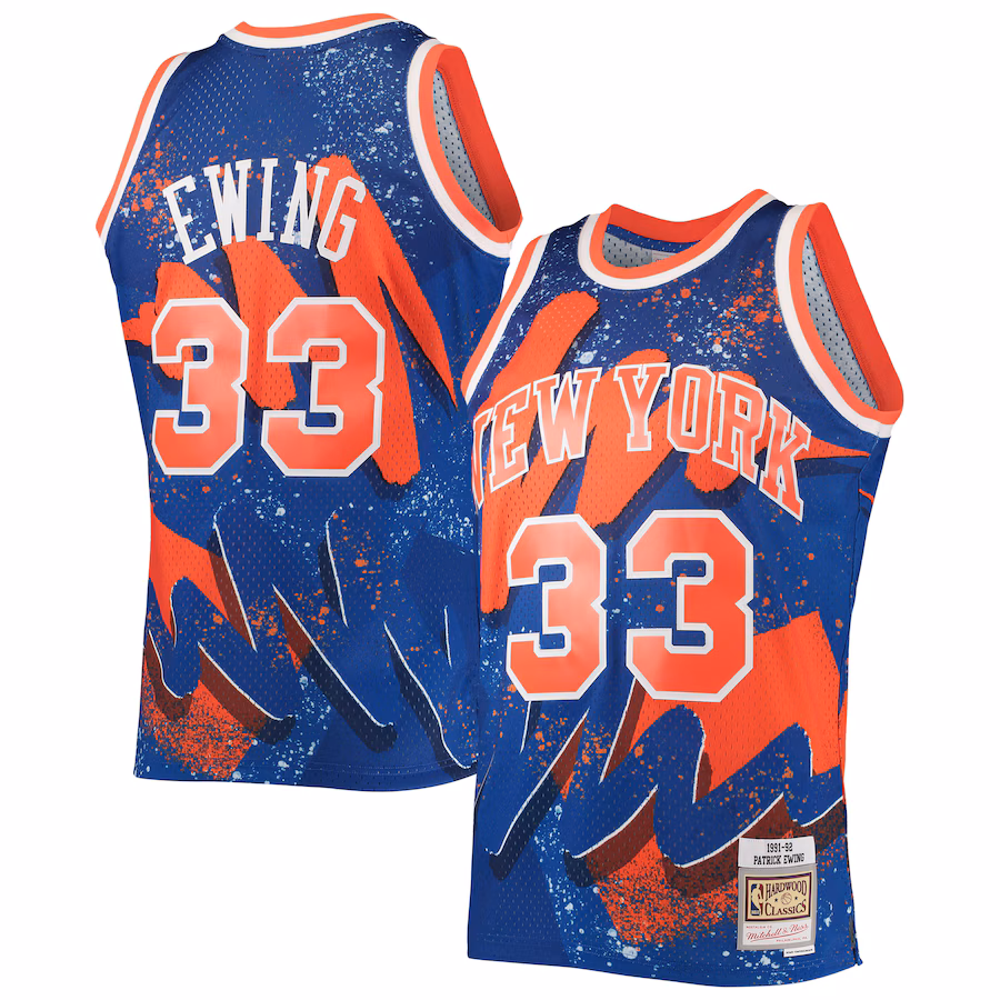 Men's New York Knicks Patrick Ewing Mitchell & Ness Blue Hardwood Classics 1991/92 Hyper Hoops Swingman Jersey - Jersey