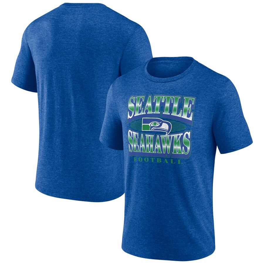 Men's Seattle Seahawks Fanatics Heather Royal Extreme Tackle Tri-Blend T-Shirt - Jersey