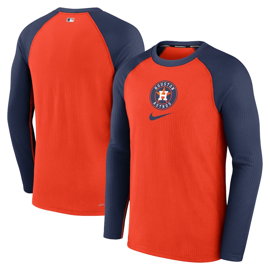 Men's Houston Astros Nike Orange Authentic Collection Game Raglan Performance Long Sleeve T-Shirt - Jersey