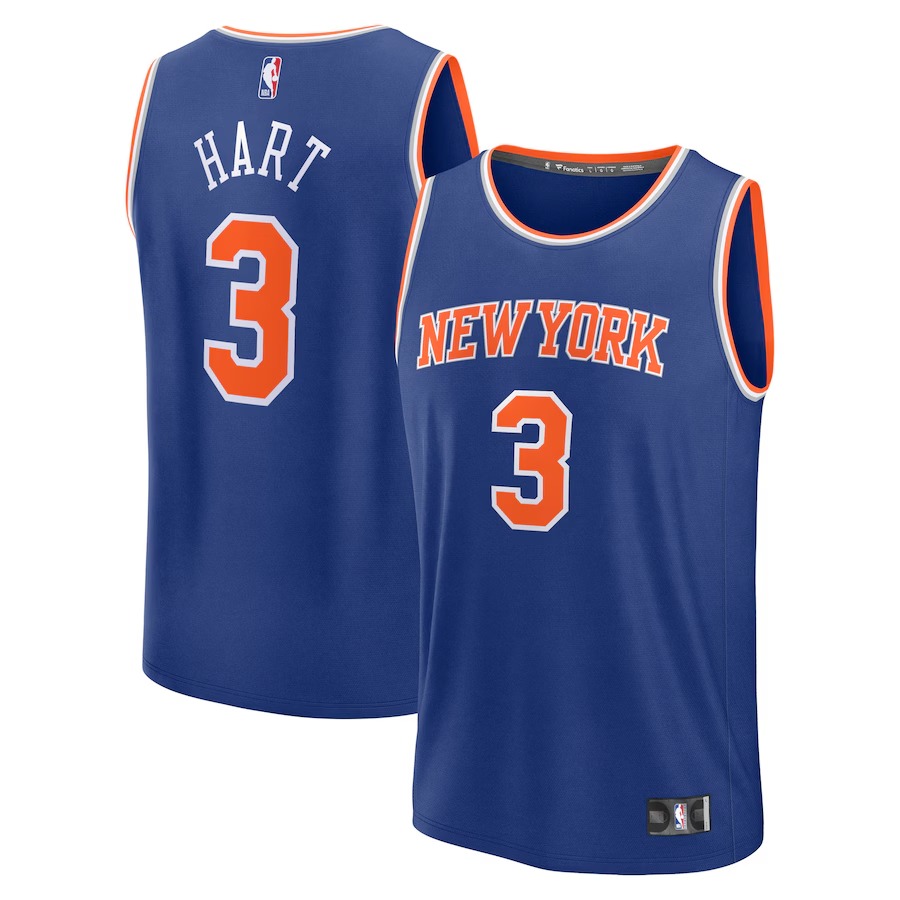 Men's New York Knicks Josh Hart Fanatics Blue Fast Break Replica Player Jersey - Icon Edition - Jersey