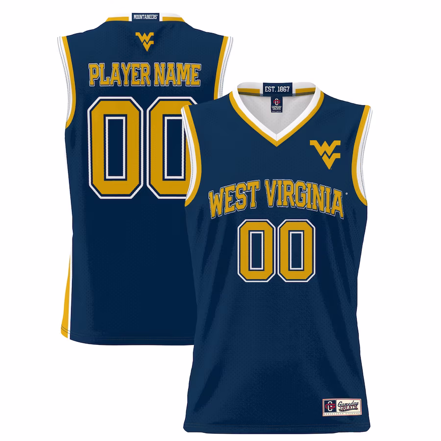 West Virginia Mountaineers GameDay Greats Unisex  Lightweight NIL Pick-A-Player Basketball Jersey - Navy - Jersey
