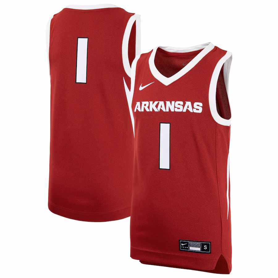 Youth Nike #1 Crimson Arkansas Razorbacks Replica Basketball Jersey - Jersey
