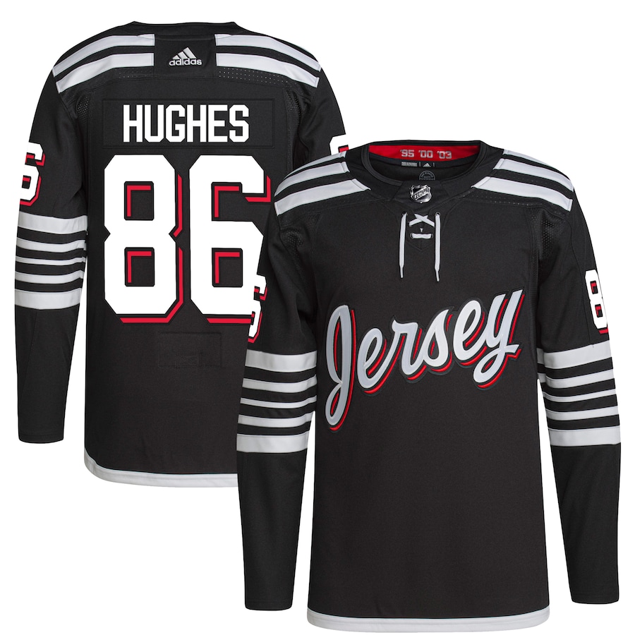 Men's New Jersey Devils Jack Hughes adidas Black Alternate Primegreen Authentic Player Jersey - Jersey