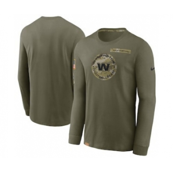 Men's Washington Redskins Team Football Olive 2021 Salute To Service Performance Long Sleeve T-Shirt - Jersey