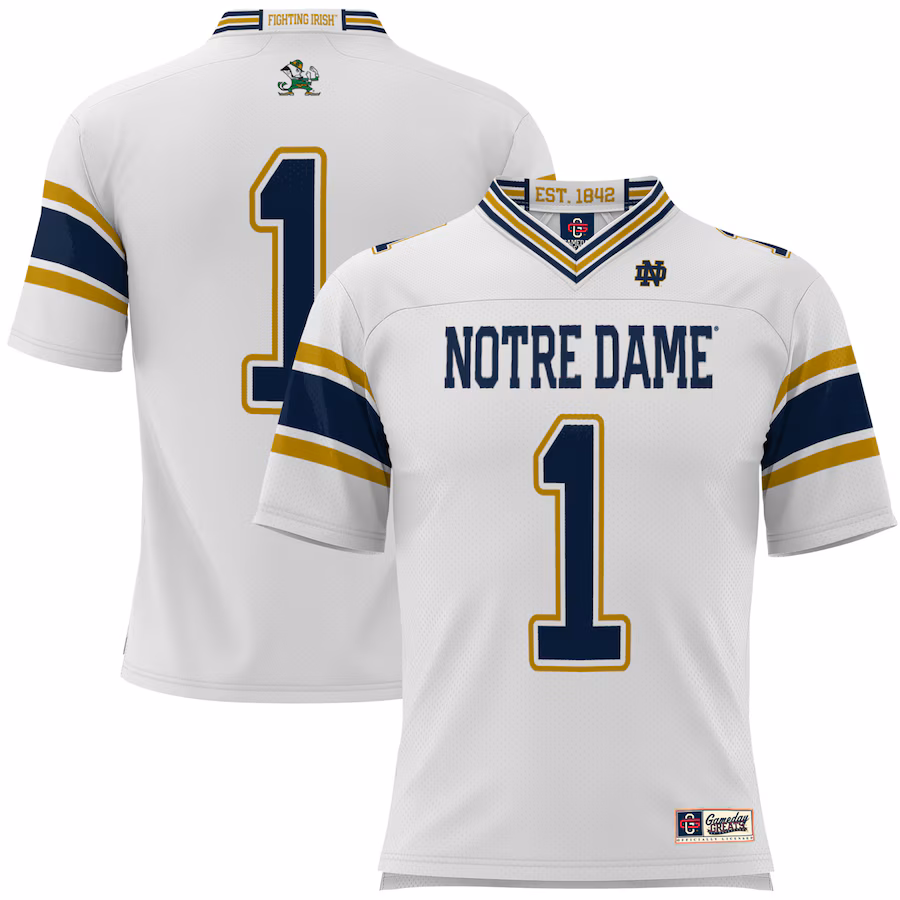 #1 Notre Dame Fighting Irish GameDay Greats Youth Football Jersey - White - Jersey