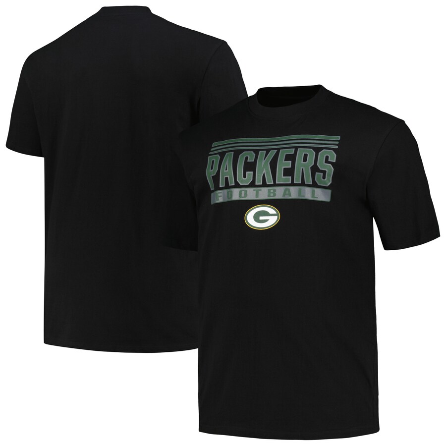 Men's Green Bay Packers Fanatics Black Big & Tall Pop T-Shirt - Jersey