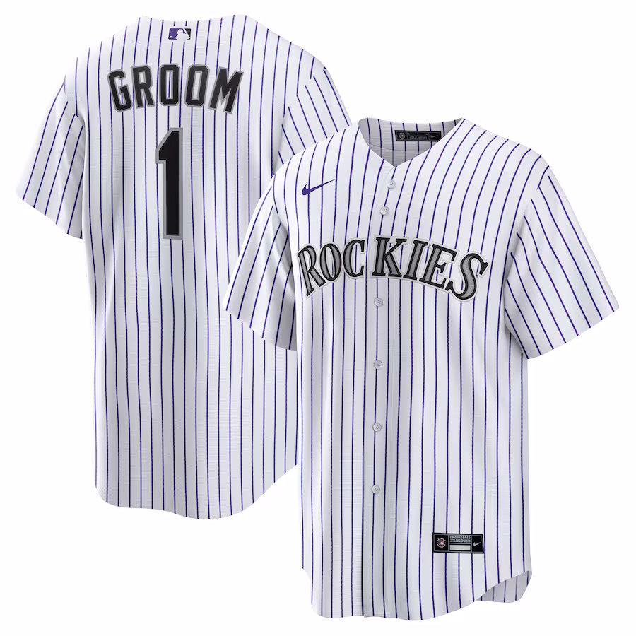 Men's Colorado Rockies Nike White #1 Groom Home Replica Jersey - Jersey