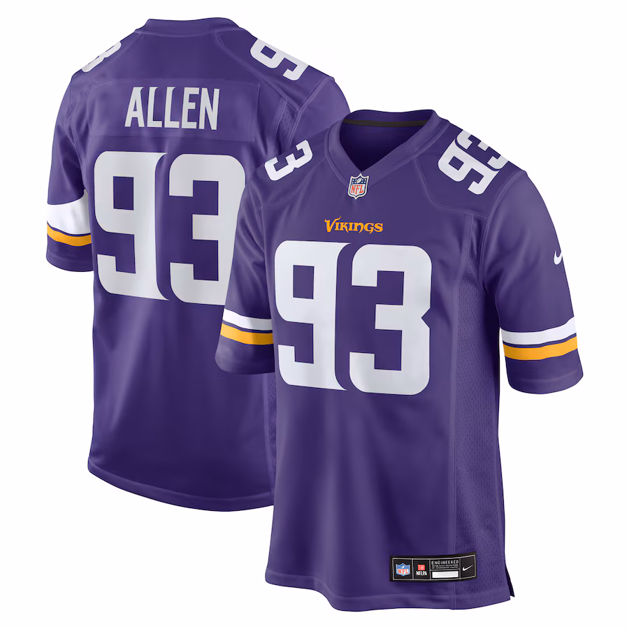 Men's Minnesota Vikings Jonathan Allen Nike Purple Team Game Jersey - Jersey