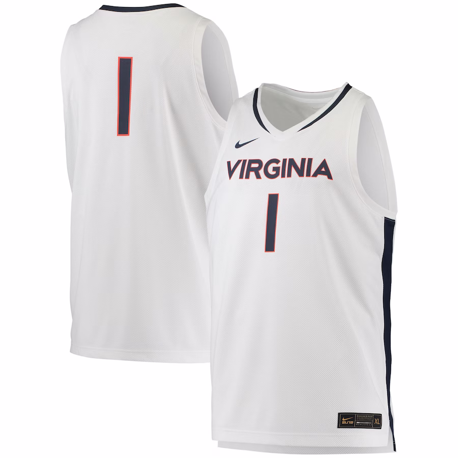 #1 Virginia Cavaliers Nike Replica Basketball Jersey - White - Jersey