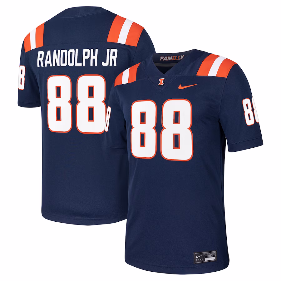 Keith Randolph Jr Illinois Fighting Illini Nike NIL Football Player Jersey - Navy - Jersey