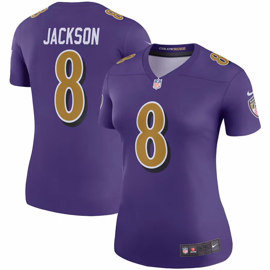Women's Baltimore Ravens Lamar Jackson Nike Purple Color Rush Legend Player Jersey - Jersey