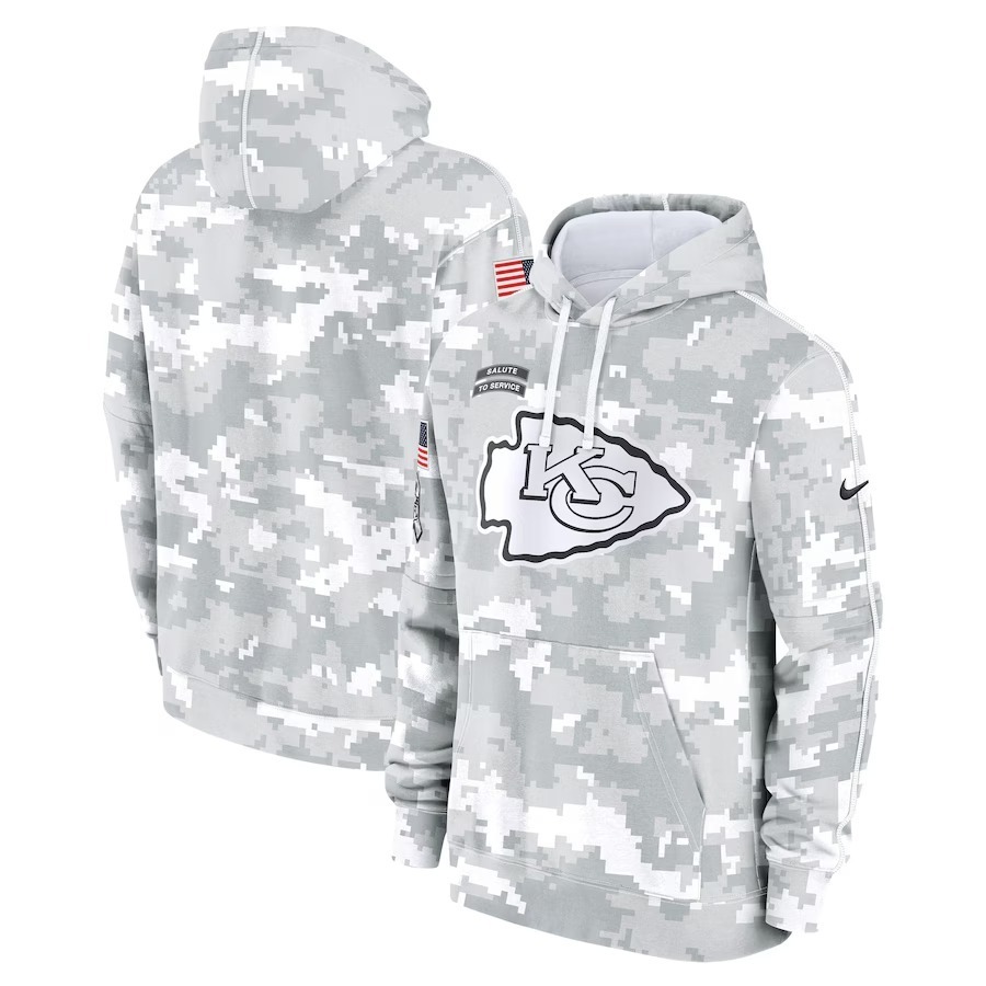 Men's Kansas City Chiefs Nike Arctic Camo 2024 Salute To Service Big & Tall Club Fleece Pullover Hoodie - Jersey