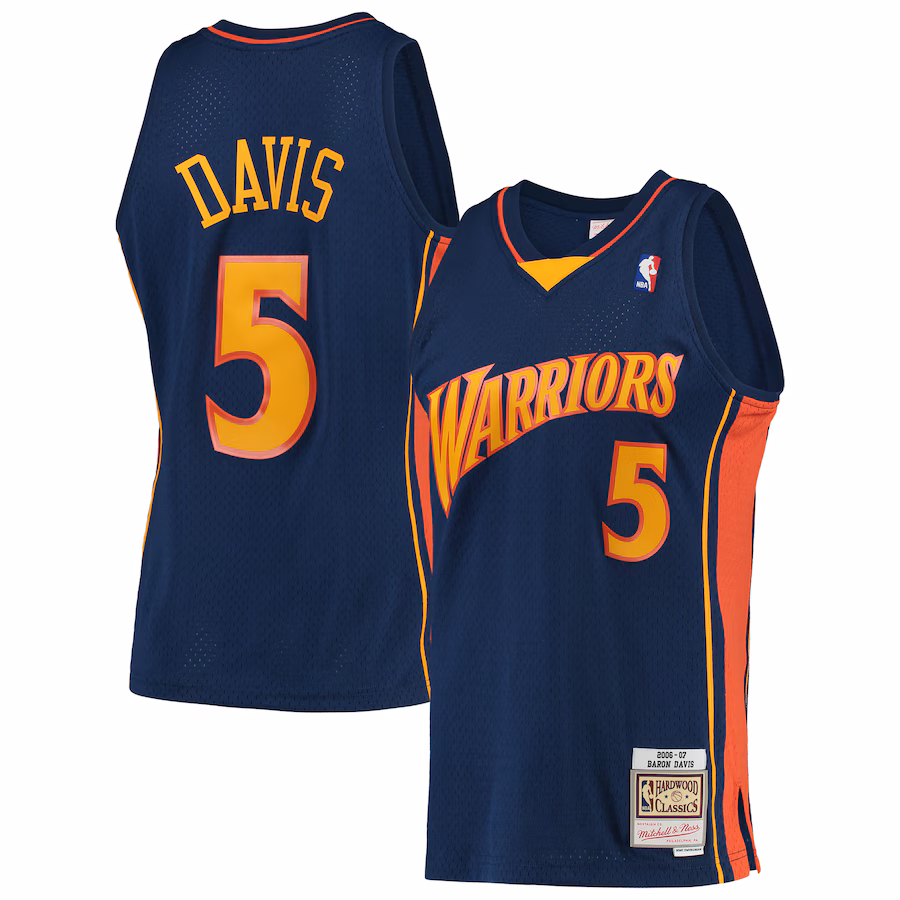 Men's Golden State Warriors Baron Davis Mitchell & Ness Navy 2006/07 Hardwood Classics Swingman Jersey - Jersey