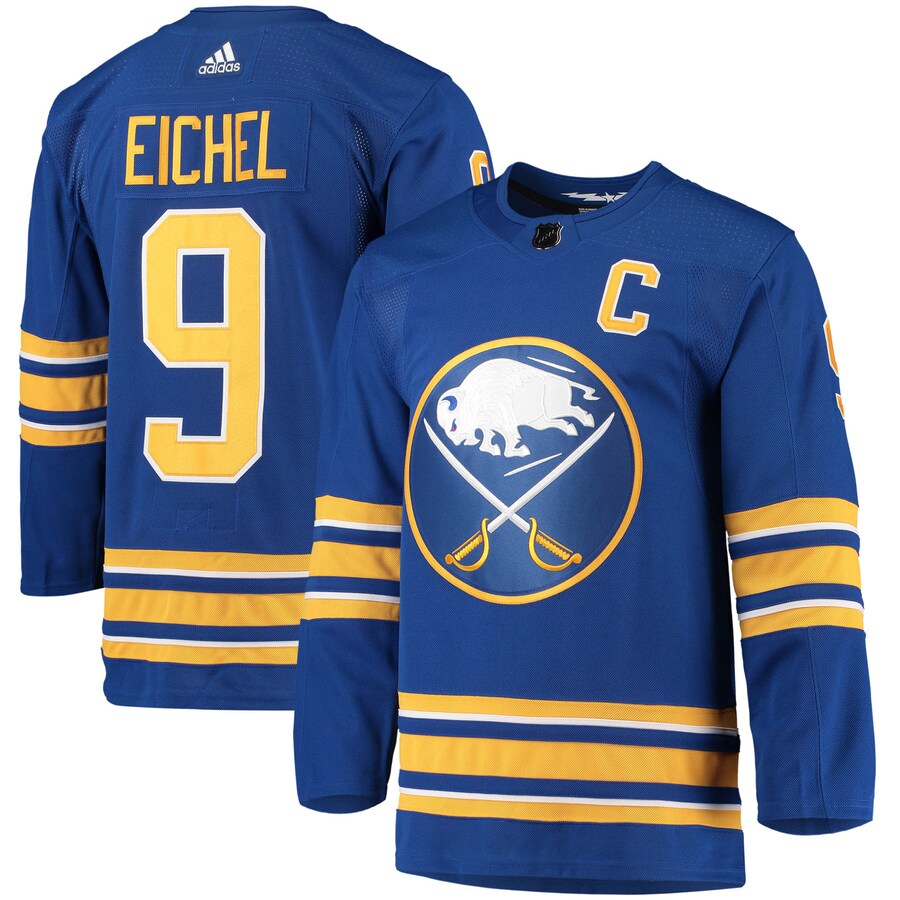 Men's Buffalo Sabres Jack Eichel adidas Royal Home Primegreen Authentic Pro Player Jersey - Jersey