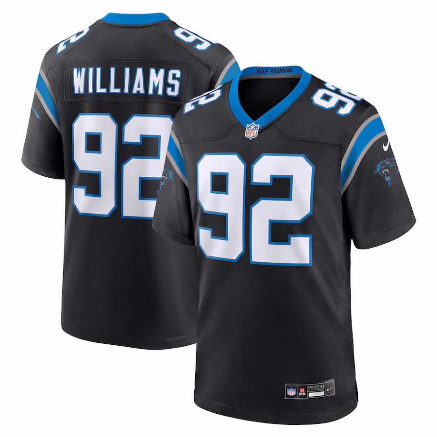 Men's Carolina Panthers Raequan Williams Nike Black Team Game Jersey - Jersey
