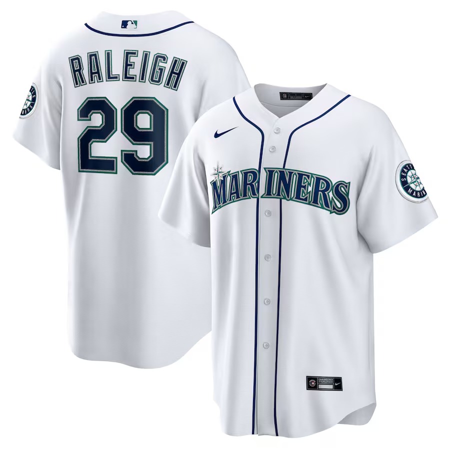 Men's Seattle Mariners Cal Raleigh Nike White Home Replica Jersey - Jersey