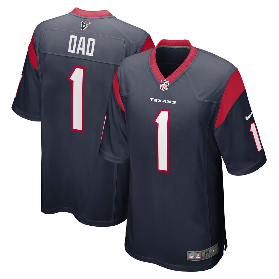 Men's Houston Texans Number 1 Dad Nike Navy Game Jersey - Jersey