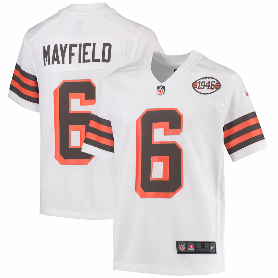 Youth Cleveland Browns Baker Mayfield Nike White 1946 Collection Alternate Game Jersey - Jersey