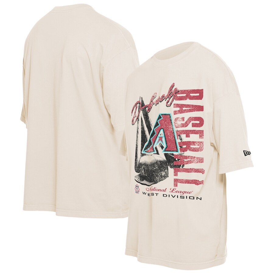 Men's Arizona Diamondbacks New Era Cream Cooperstown Collection Oversized Throwback Distressed T-Shirt - Jersey