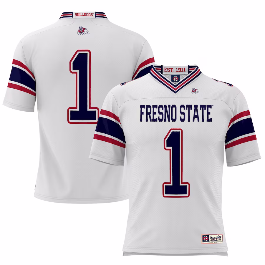 #1 Fresno State Bulldogs GameDay Greats Football Jersey – White - Jersey