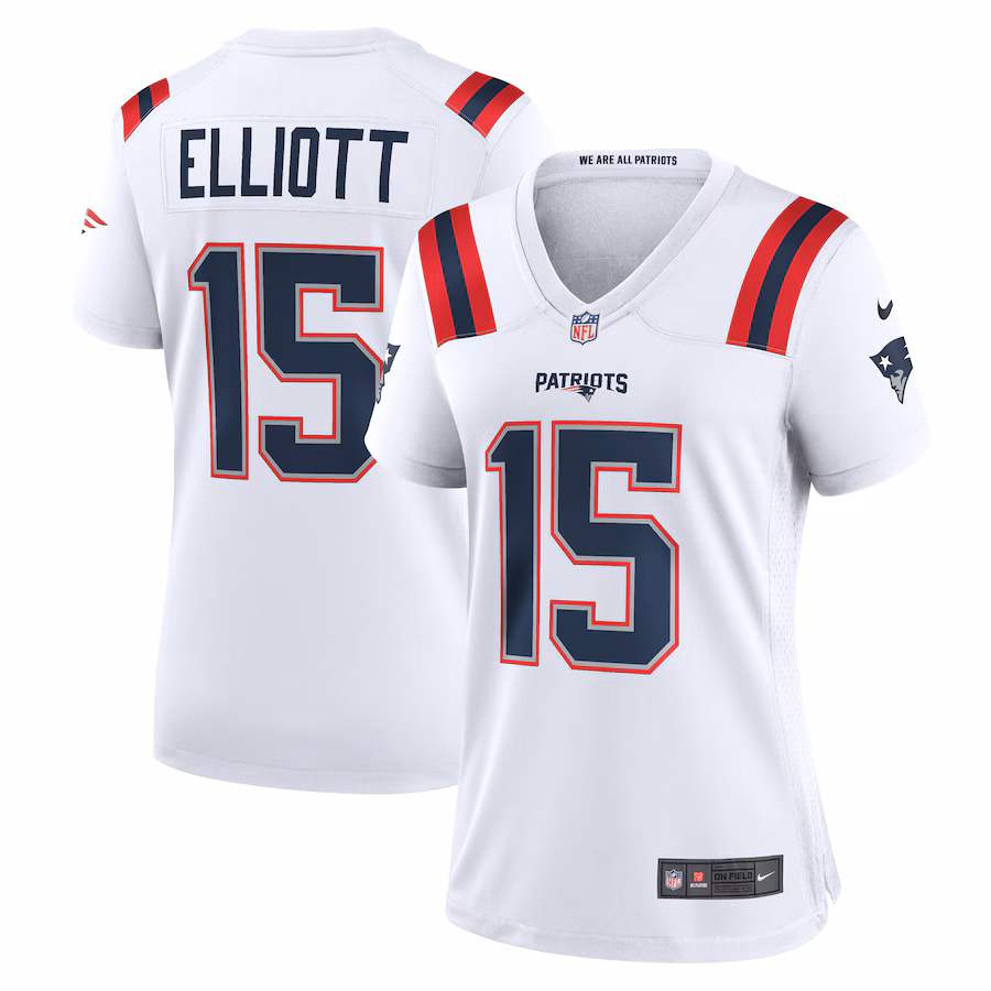 Women's New England Patriots Ezekiel Elliott Nike White Game Player Jersey - Jersey
