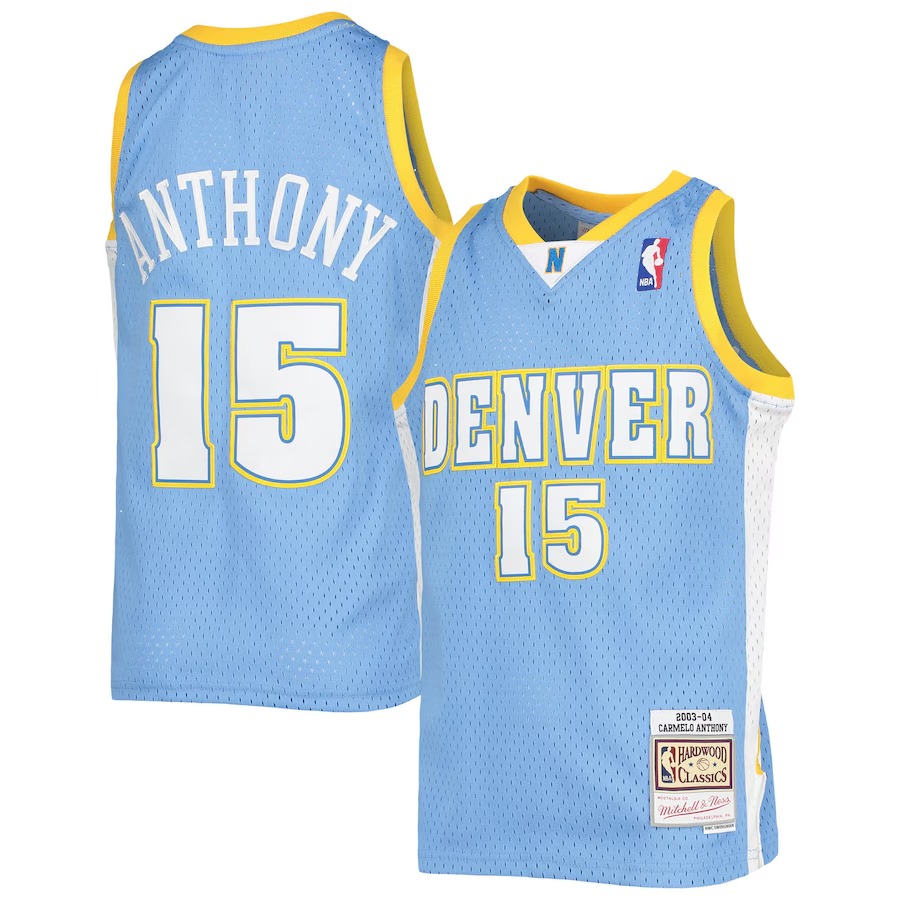 Youth Denver Nuggets Carmelo Anthony Mitchell & Ness Powder Blue 2003-04 Hardwood Classics Swingman Jersey - Jersey
