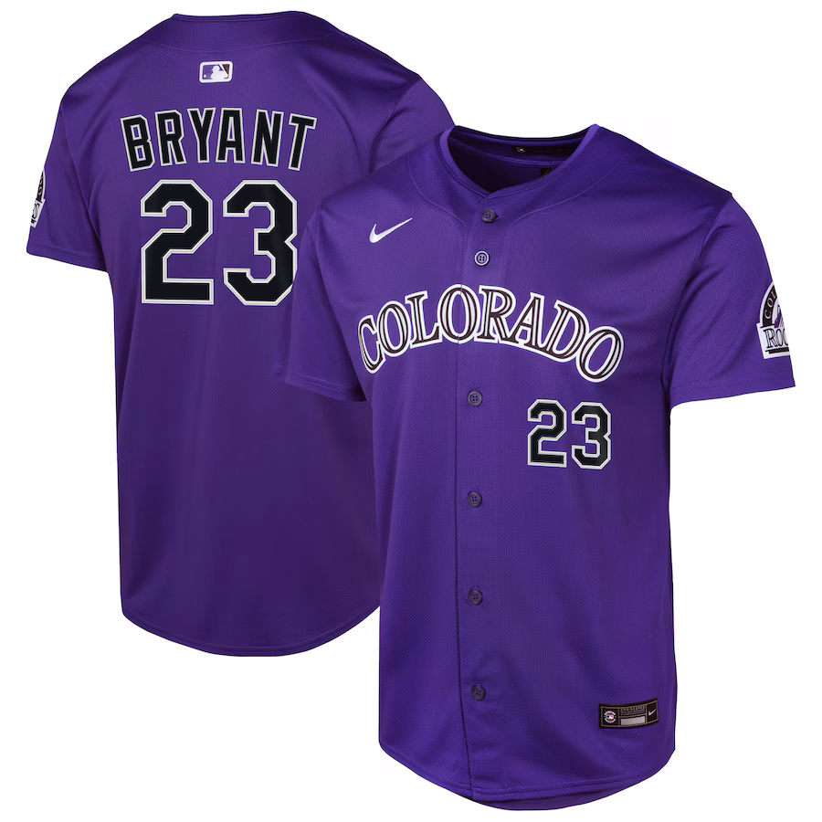 Youth Colorado Rockies Kris Bryant Nike Purple Alternate Limited Player Jersey - Jersey