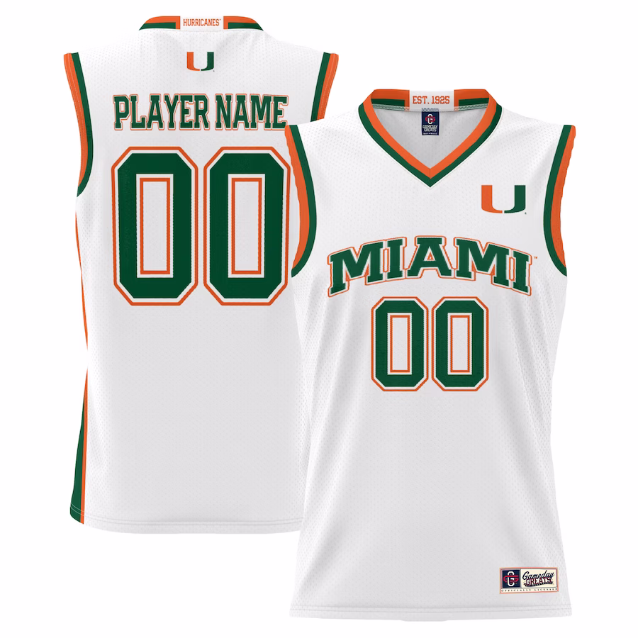 Miami Hurricanes GameDay Greats NIL Pick-A-Player Lightweight Basketball Jersey - White - Jersey