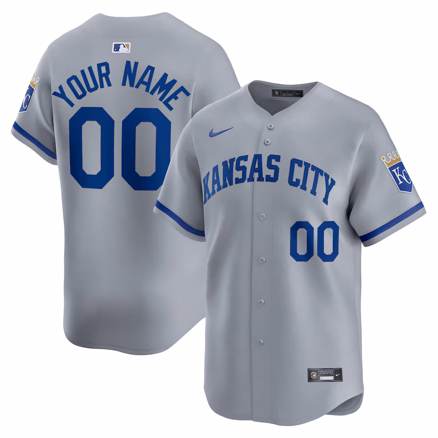 Men's Kansas City Royals  Nike Gray Away Limited Custom Jersey - Jersey