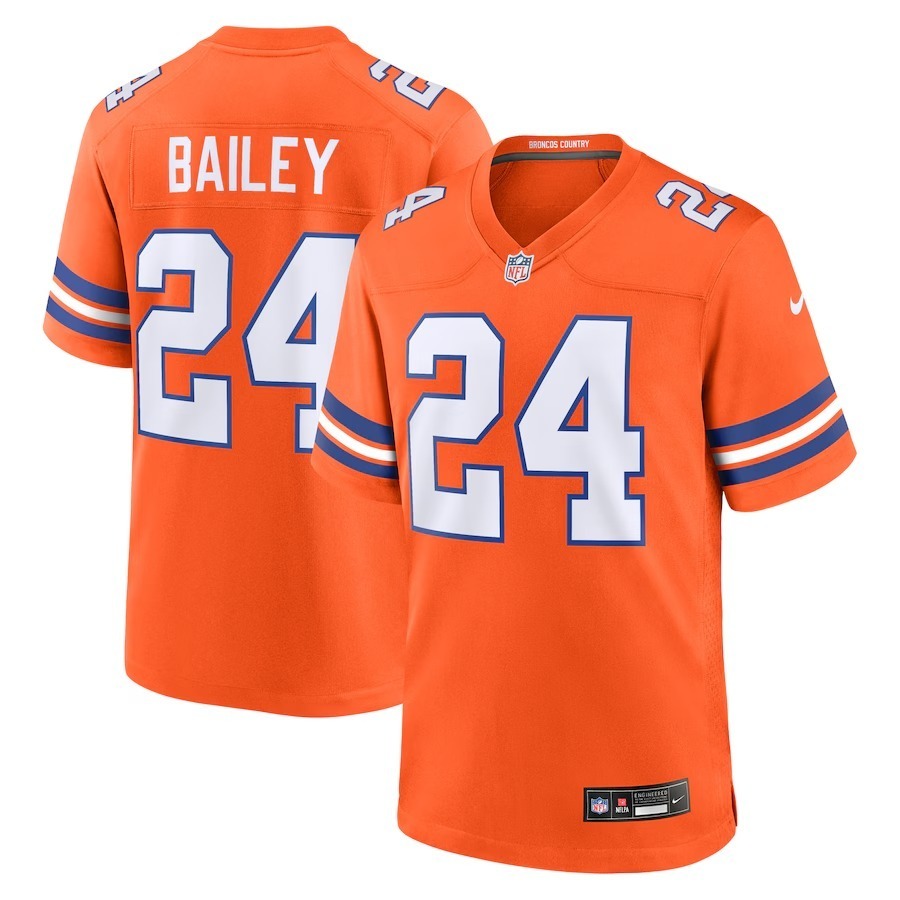 Men's Denver Broncos Champ Bailey Nike Orange Mile High Collection 1977 Throwback Retired Player Game Jersey - Jersey