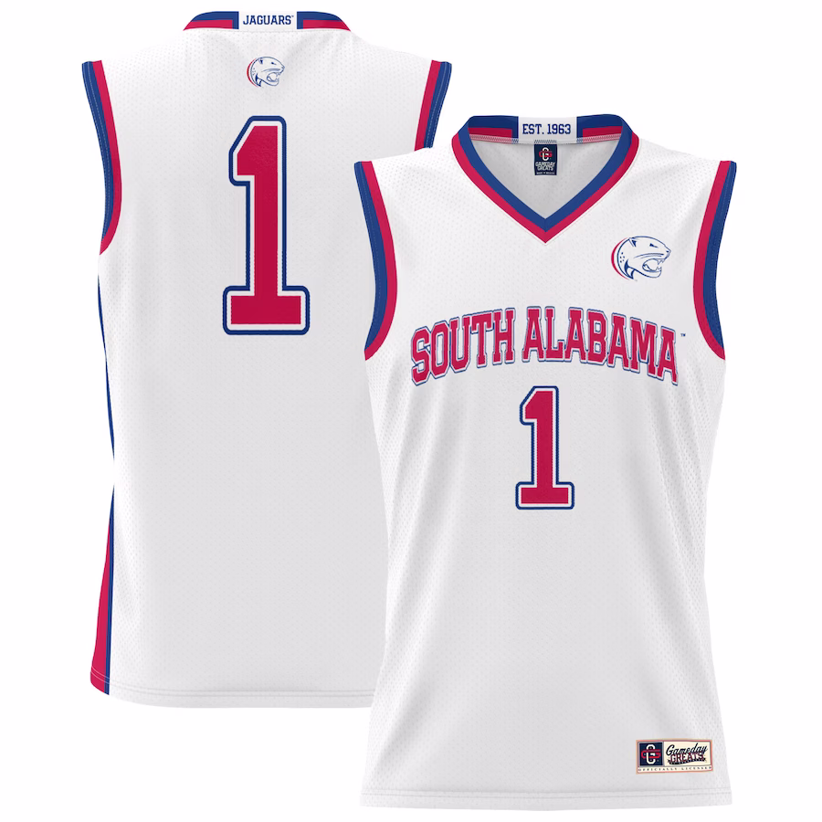 #1 South Alabama Jaguars GameDay Greats Unisex Lightweight Basketball Jersey - White - Jersey